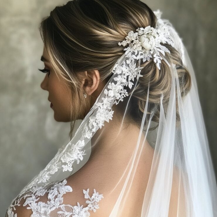 elegant wedding hairstyles paired with different veils, from classic low buns to bold high ponytails, each designed to enhance a bride's unique style and confidence on her big day.