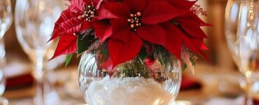 Christmas wedding centerpieces, from traditional poinsettias to whimsical snow globes, adding festive charm and creating a cozy, magical atmosphere for your winter wedding celebration.