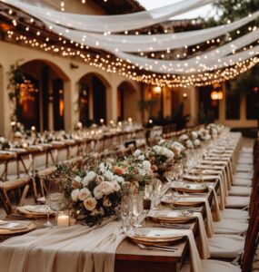 A warm and inviting wedding celebration filled with cozy decorations and heartfelt details that create lasting memories for guests and the couple.
