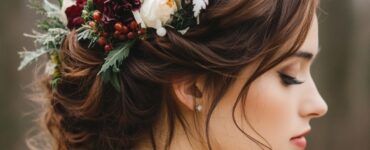 Elegant December wedding hairstyles, ranging from whimsical braids to sleek ponytails, offering seasonal flair and elegance to complete any bridal look.