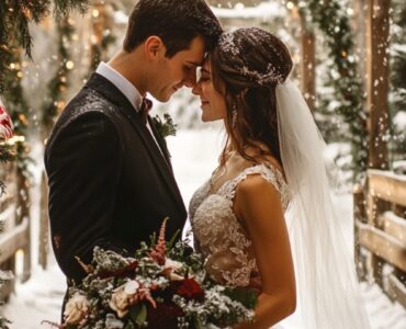 A stunning December wedding featuring a blend of festive decorations, cozy elements, and a magical winter landscape that creates an unforgettable celebration.