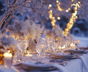 Winter wedding table setting ideas emphasizing warmth, elegance, and seasonal charm for a memorable December celebration.