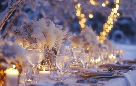 Winter wedding table setting ideas emphasizing warmth, elegance, and seasonal charm for a memorable December celebration.