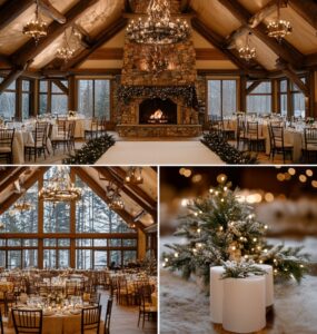 December wedding venues, from grand ballrooms to cozy lodges, offering festive winter atmospheres that create unforgettable memories filled with warmth and romance.