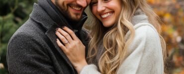 A joyful couple embracing after an engagement proposal, symbolizing the excitement and love that comes with preparing for this significant life event.