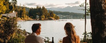 A scenic lakefront view with couples enjoying various proposal ideas, highlighting the beauty and intimacy of a lakefront engagement experience.