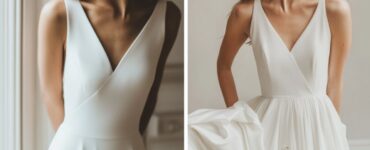 An array of minimalist wedding dresses showcasing clean lines and subtle details, emphasizing elegance and simplicity for the modern bride on her wedding day.