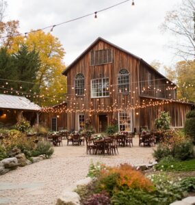 October wedding venues, showcasing rustic barns, elegant mansions, and serene gardens, celebrating the beauty of the season.