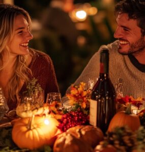 A heartwarming scene of love and gratitude during Thanksgiving, capturing the essence of meaningful proposals and unique relationship celebrations.