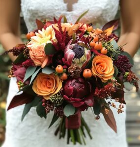 A summary highlighting the importance of choosing the right bridal bouquet for a Thanksgiving wedding, incorporating the beauty and warmth of the season.