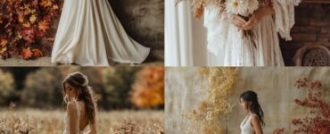 A beautifully curated selection of wedding dresses for Thanksgiving, highlighting unique styles that embody the season's warmth and love.