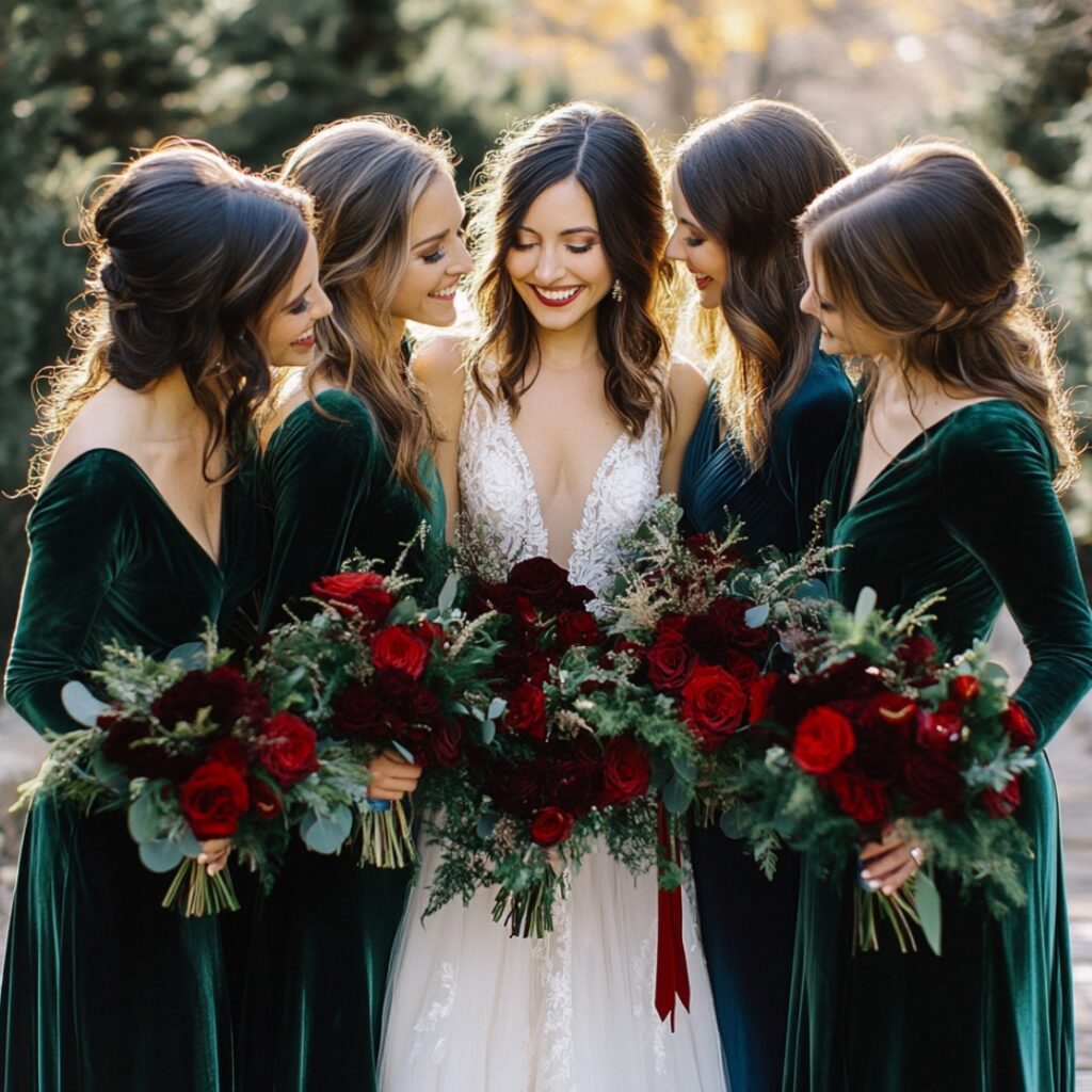 Elegant December Wedding Bridesmaid Dresses for Holiday Season Weddings