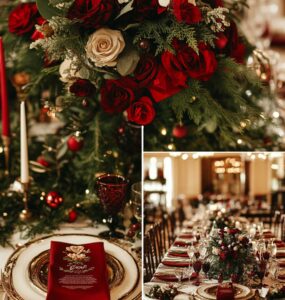 A vintage Christmas wedding combining antique elements, festive décor, and classic details, creating a timeless celebration filled with love, warmth, and holiday magic.