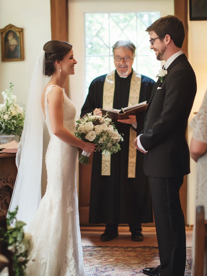 A traditional wedding ceremony featuring vintage rituals such as the unity candle, coin exchange, and family readings, adding meaning and elegance to the celebration.