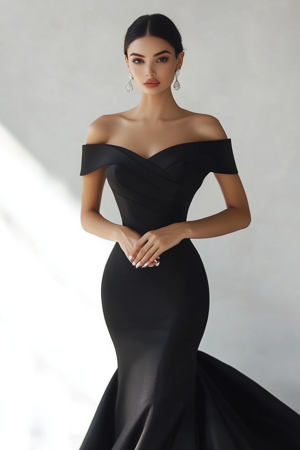 Cold Shoulder Black Cut-Out Wedding Guest Dress