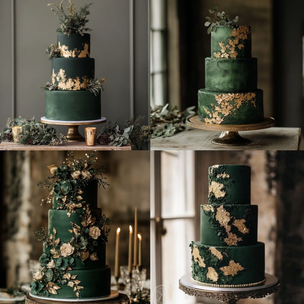 A gingerbread-spiced cake decorated with fresh winter fruits like figs and cranberries, bringing warmth and color to a winter wedding dessert table.