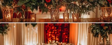 an Indian winter wedding, blending traditional and seasonal elements, with rich decor and cozy touches, evoking warmth and elegance.
