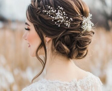 Elegant January wedding hairstyles, including updos, waves, and braids, ideal for a winter celebration.