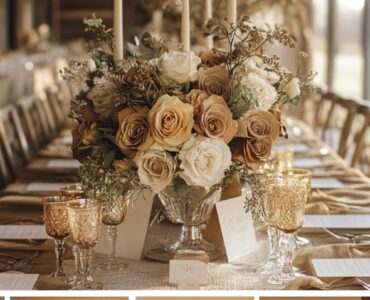 Rustic wedding color palette ideas with warm, earthy tones, natural textures, and elegant metallic accents. Set the mood for a cozy barn or outdoor garden celebration with these inspirational color combinations.