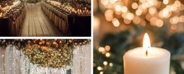 Winter wedding decor ideas introduction with cozy elements like fairy lights and evergreen accents, setting a magical winter wonderland ambiance for wedding celebrations.