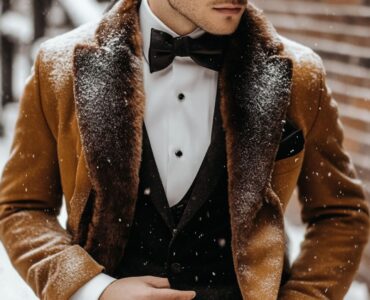 Winter wedding guest attire ideas for men, featuring classic and modern styles that combine warmth and elegance, with outfit options for formal and casual winter celebrations.
