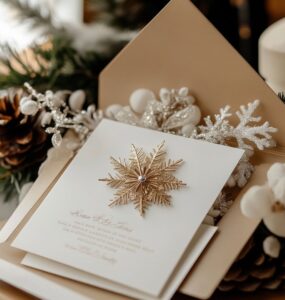 Elegant winter wedding invitation ideas introduction, showcasing diverse styles like snowflake, rustic wood, and velvet designs to reflect the enchanting winter season and set the tone for a memorable celebration.