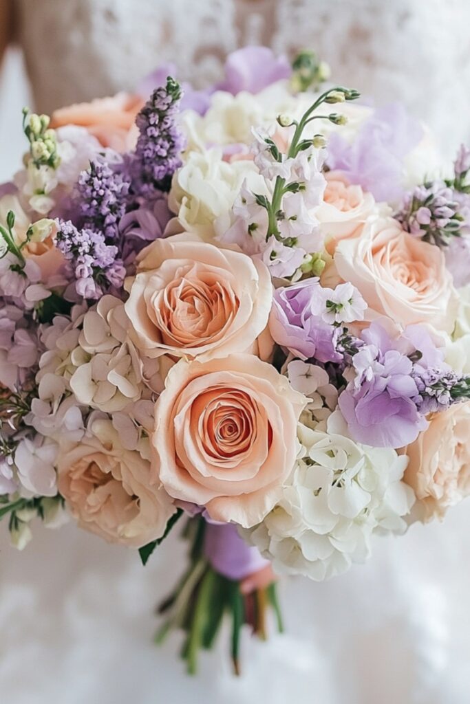 A pastel floral arrangement, such as a bouquet of blush roses and lavender hydrangeas, to enhance accessibility.