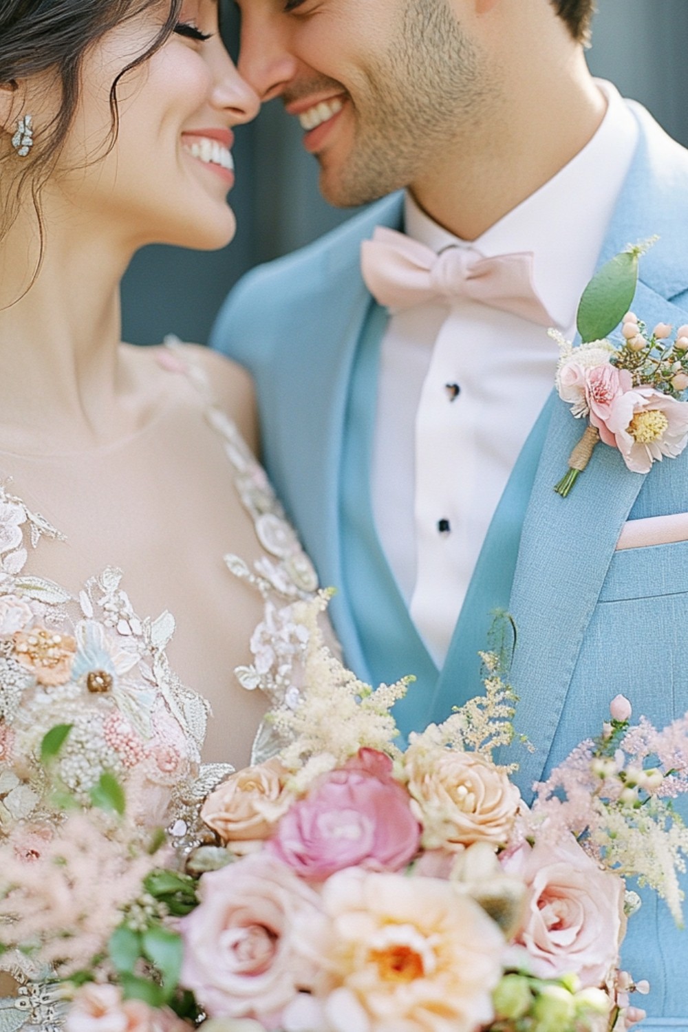 Elegant Pastel Wedding Couple Dresses for Timeless Romance
