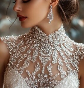A captivating introduction about the charm of beaded wedding dresses, highlighting their elegance, sparkle, and versatility, with styles ranging from vintage to modern designs.