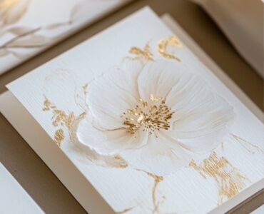Close-up image of a wedding invitation suite featuring an array of elegant styles, including gold foil, floral designs, and minimalist accents.
