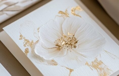 Close-up image of a wedding invitation suite featuring an array of elegant styles, including gold foil, floral designs, and minimalist accents.