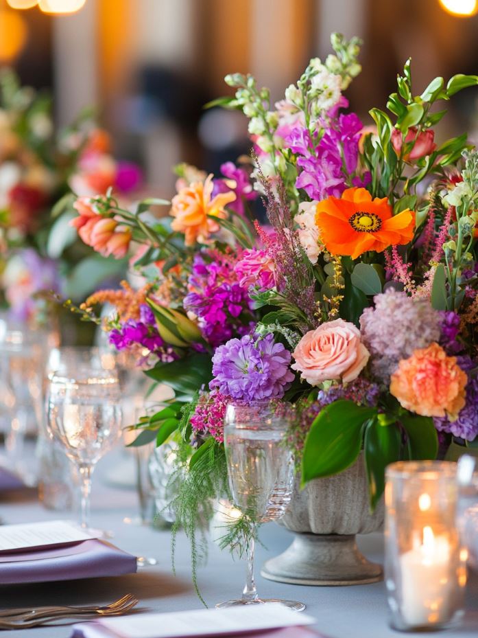 A collection of creative and vibrant centerpiece ideas for spring weddings, featuring fresh flowers, greenery, and unique decor elements to enhance your celebration.