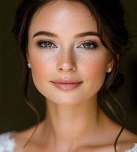 Bride confidently wearing her alternative wedding makeup, embracing her unique beauty and personal style on her special day.