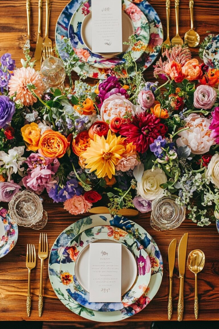 Floral Table Frame 15 Stunning Backyard Wedding Table Ideas to Inspire You - Yeah Weddings